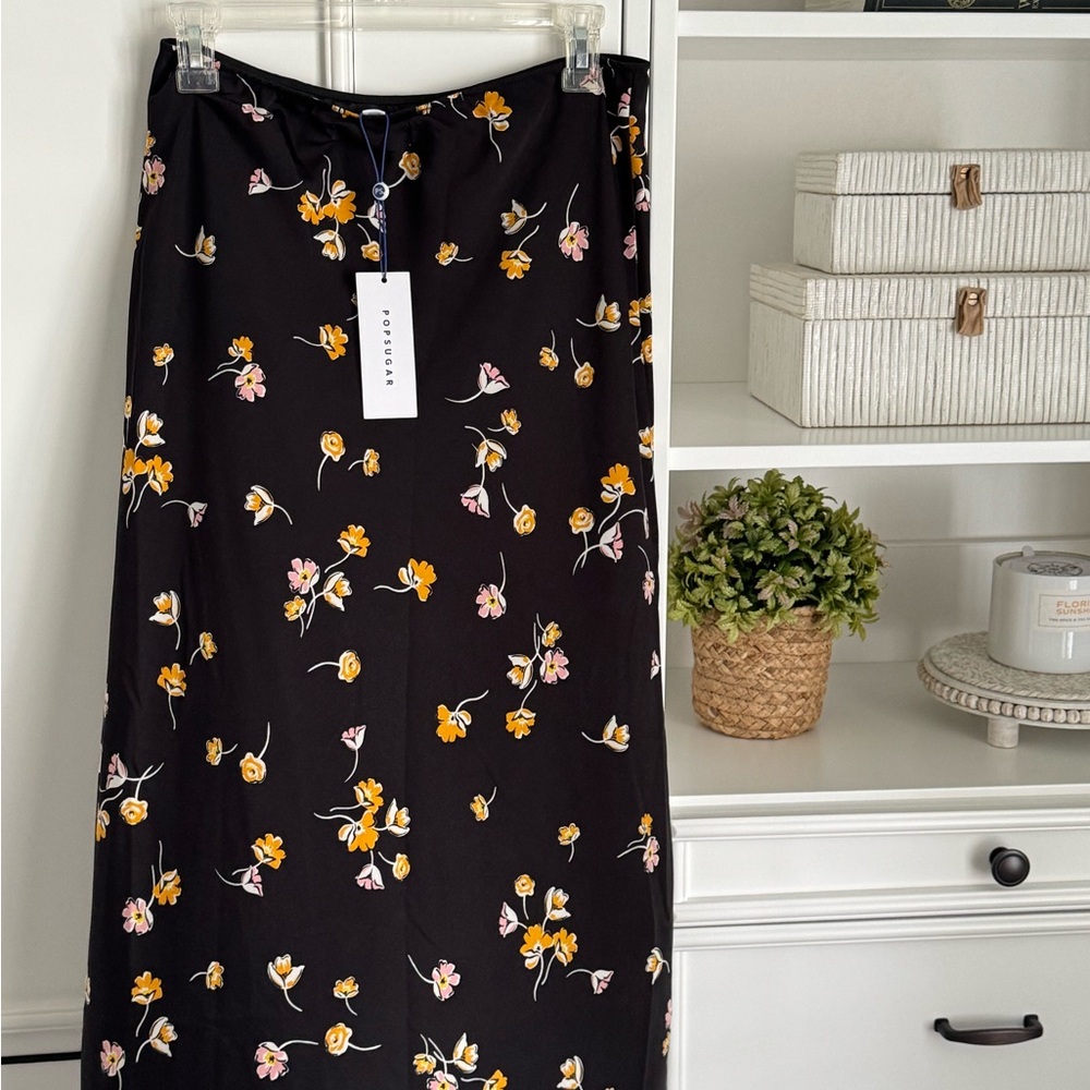 Popsugar Black Floral Max Skirt